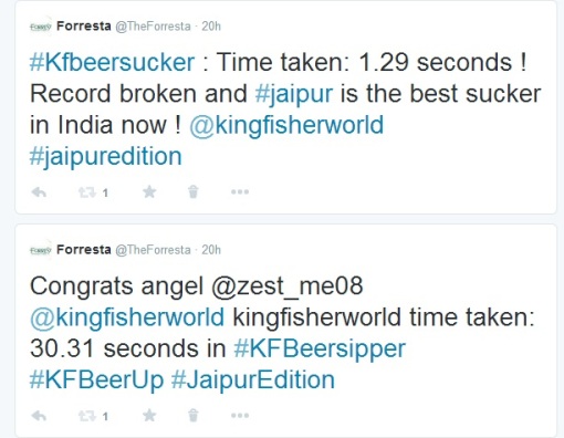 Live tweeting of #KFBeerUp Jaipur Edition at the Forresta Kitchen and bar
